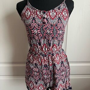 Ultra Flirt Red, Navy & White Paisley Romper